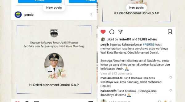 Wali Kota Bandung Meninggal, Persib Turut Berbela Sungkawa